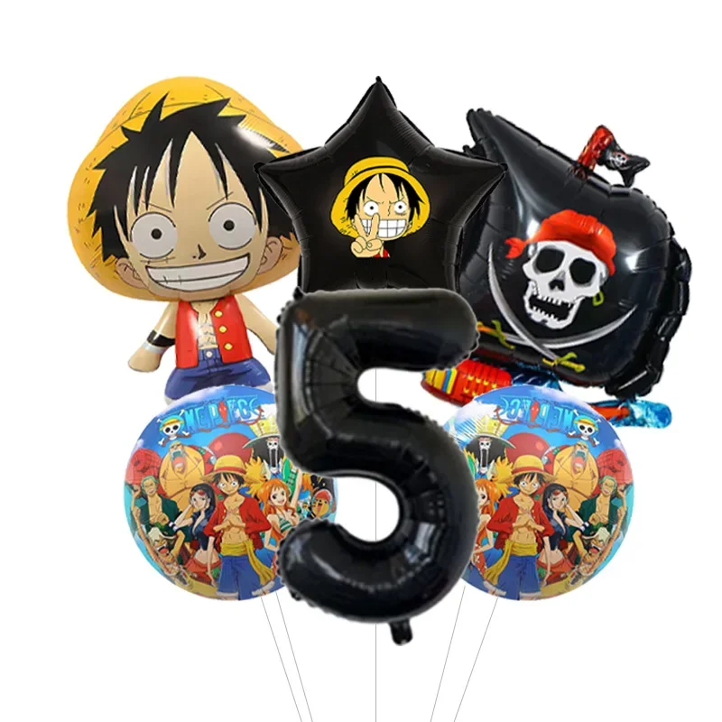 Jungen Anime Geburtstags-Ballonpaket One Piece Luffy Folienballon mit Konfetti Latex-Bündel für Heimparty – Detail 6