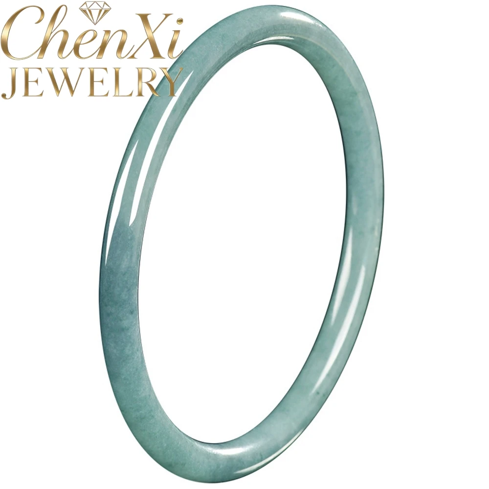 Natural A-Grade Blue Water Ice-Grade Jadeite Small Round Strip Hand Dingdang Bracelet Fine Jewelry Fashion Simple Gift Exquisite