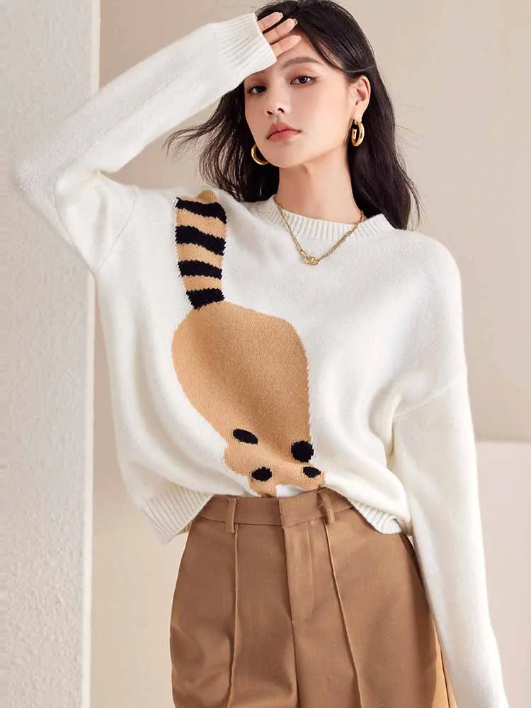 Korean Fashion O-Neck Sweater Women 2024 Autumn/Winter New Design Sense Niche Pullover Tops Lazy Style Knit Sweater