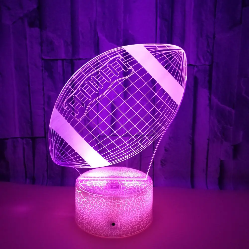 Nighdn luz nocturna de Rugby 3D, ilusión óptica, lámpara de mesita de noche LED, decoración del hogar de fútbol, regalo de cumpleaños y Navidad para niños y niñas