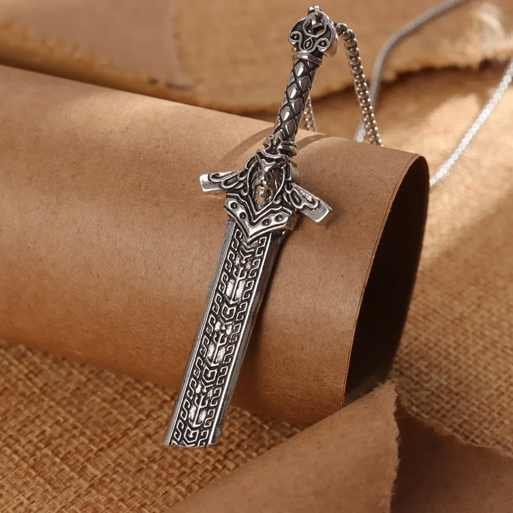 Vintage Viking Rune Nordic Giant Sword Pendant Charm Men\'s Necklace Fashion Christmas Valentine\'s Day Gift Protector Jewelry