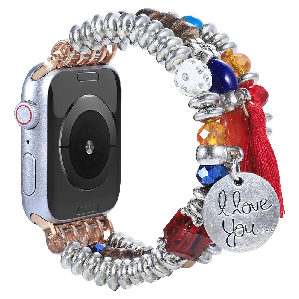 Bracciale con perline da 20mm per Samsung Galaxy Watch 7/ Watch FE/ Watch 6 & 5 Pro /Watch 4 cinturino classico cinturino elegante da 20mm per donna