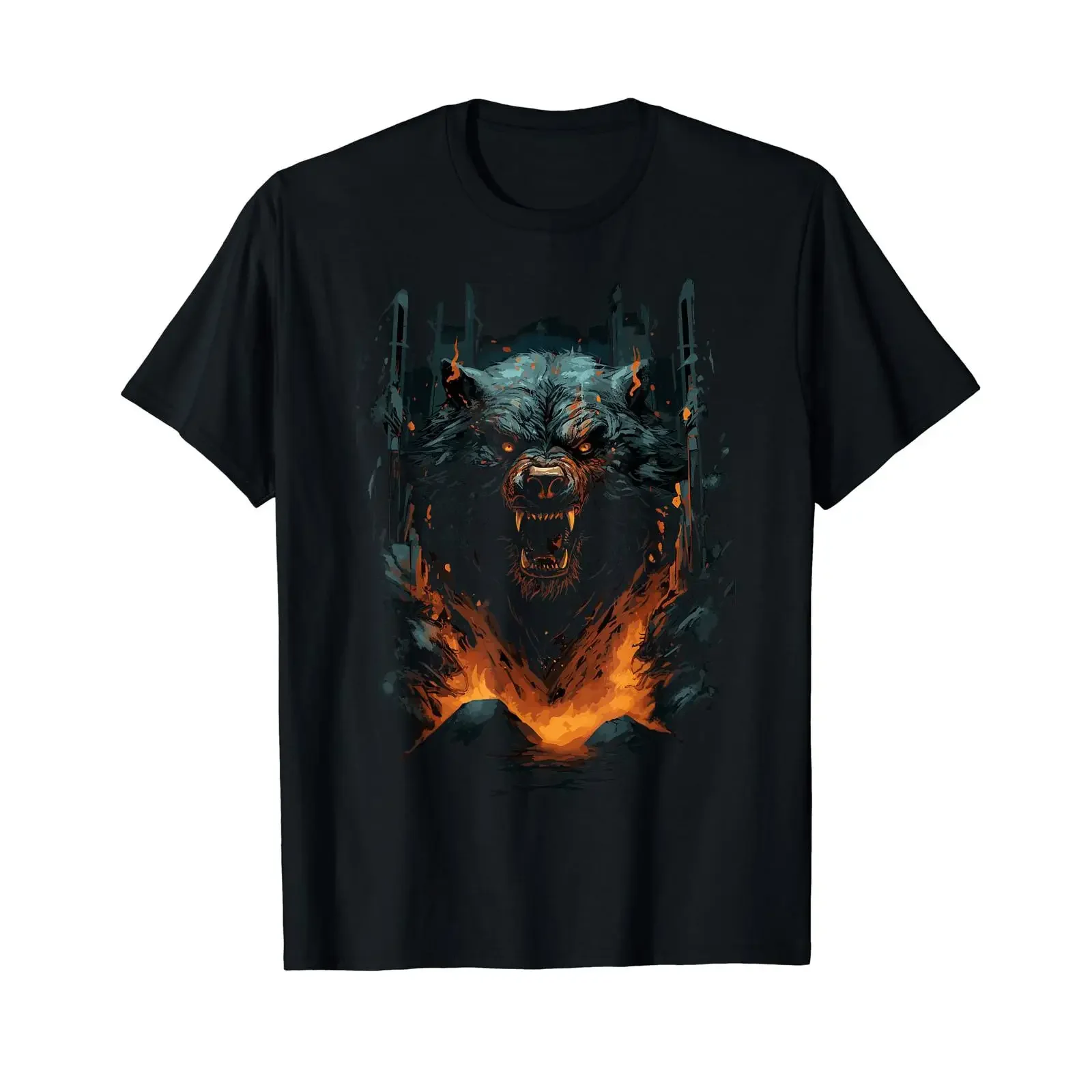 Norse Mythology s Viking Clothing Bear Ragnarök T Shirt Black  vintage Washed Stretched Slightly Soft homme streetwear Unisex