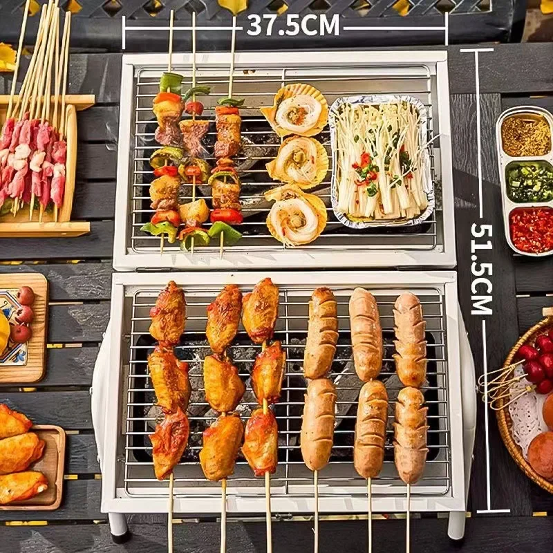 

Portable Grill Multifunction Ironwork Camping BBQ Grill Dual Purpose Charcoal Fire Barbecue Grill Barbecue Supplies