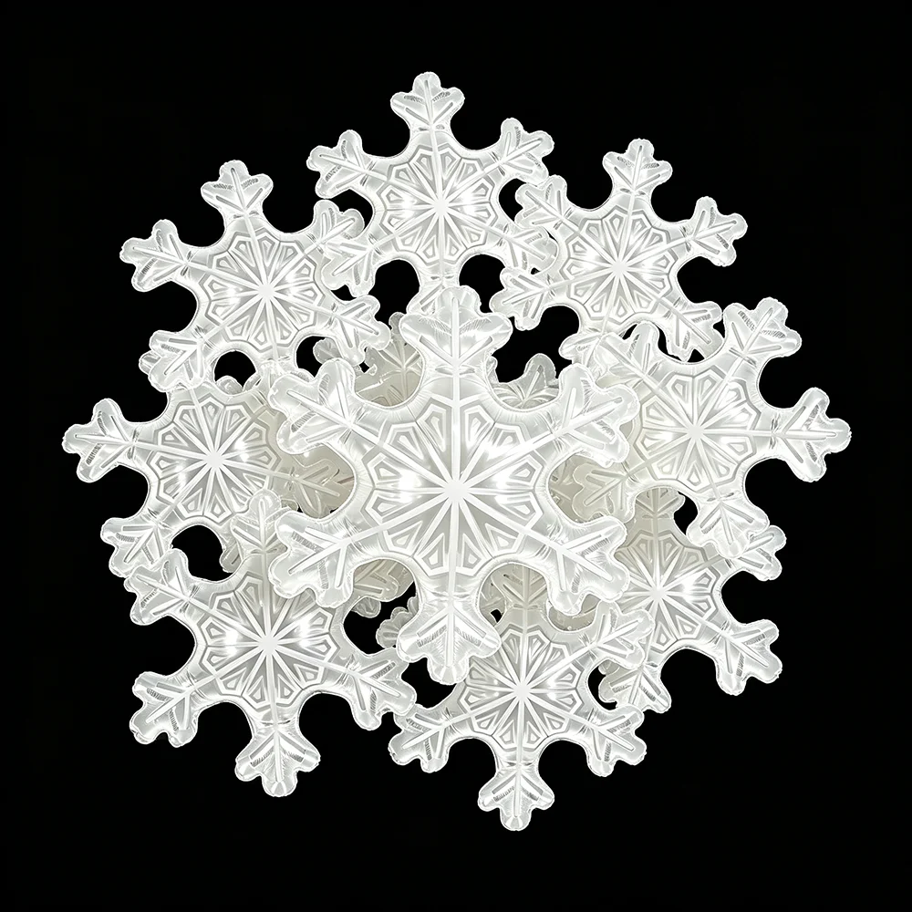 2/5/10pcs Snowflake Foil Balloons White Blue Pink Snow Shape Balloons Winter Frozen Wonderland Theme Birthday Christmas Decors view 2