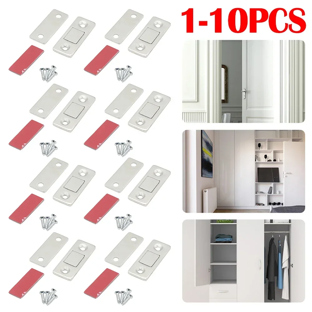 1-10 conjunto de armário magnético captura batentes de porta ímã invisível macio-captura ultra-fino porta escondida armário com parafuso para móveis