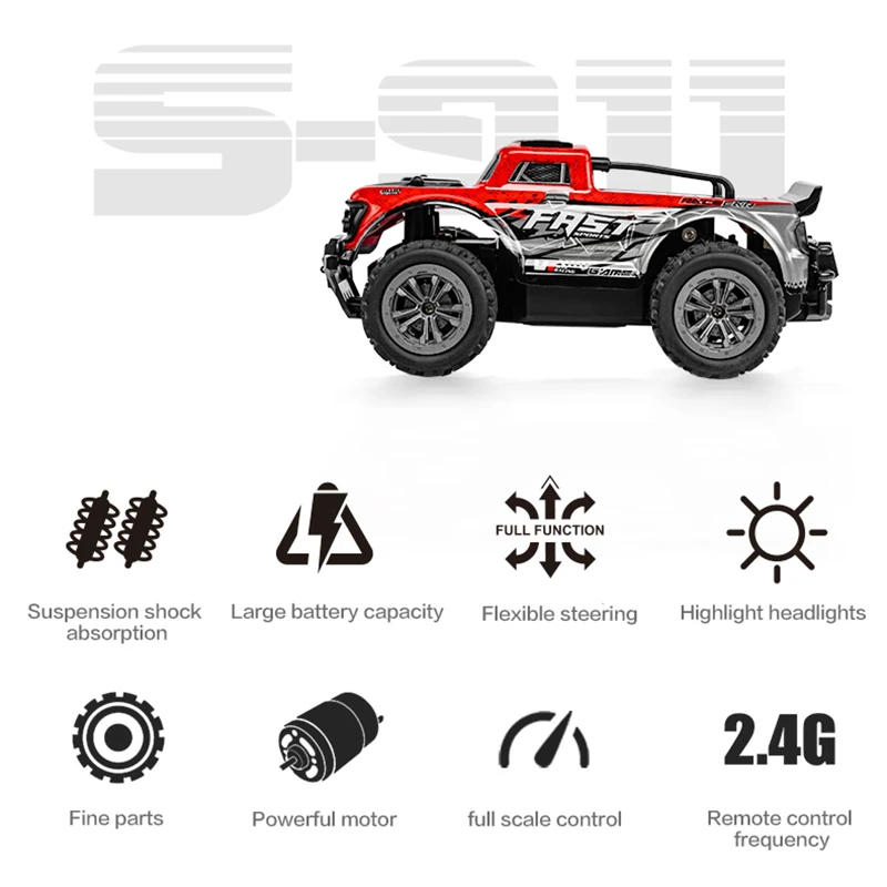 1:20 High Speed Off road Remote Control Toy Car 2.4G Competitive Racing Bicolor Ribbon Lighting RC Toy Car Gift 25km/h