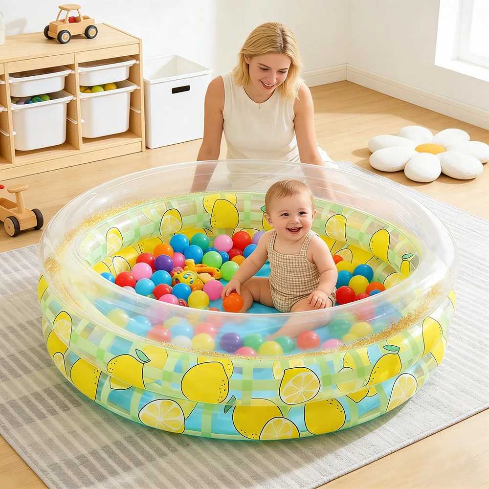 

Round Sequined Inflatable Pool Thickened Toy Pool Bubble Pool, Children's Indoor Baby Ocean Ball Pool Size 90#