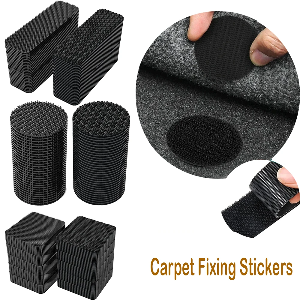 10pair Carpet Fixing Stickers Double Faced High Adhesive Car Carpet Fixed Patches Home Floor Foot Mats Anti Skid Grip Tapes