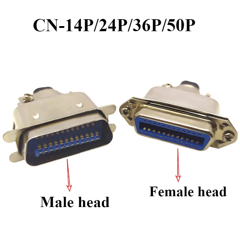 1/3Pcs 57 Series Contronics Connector Male Female CN14/24/36/50P Ribbon Computer Printer Cable Mount Adapters with Mental Cover