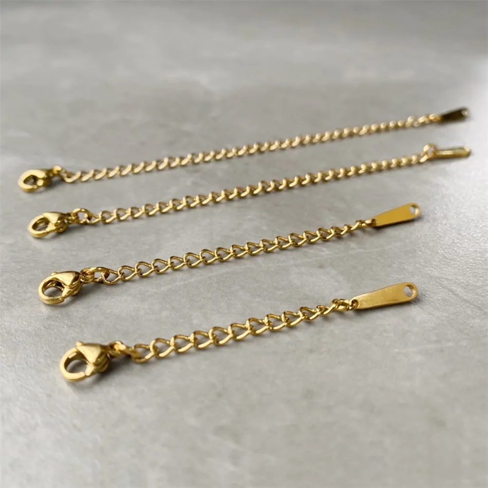 JUJIE Stainless Steel  Extended Extension Tail Chain Lobster Clasps Connector For Bracelet Necklace Anklet Jewelry Making