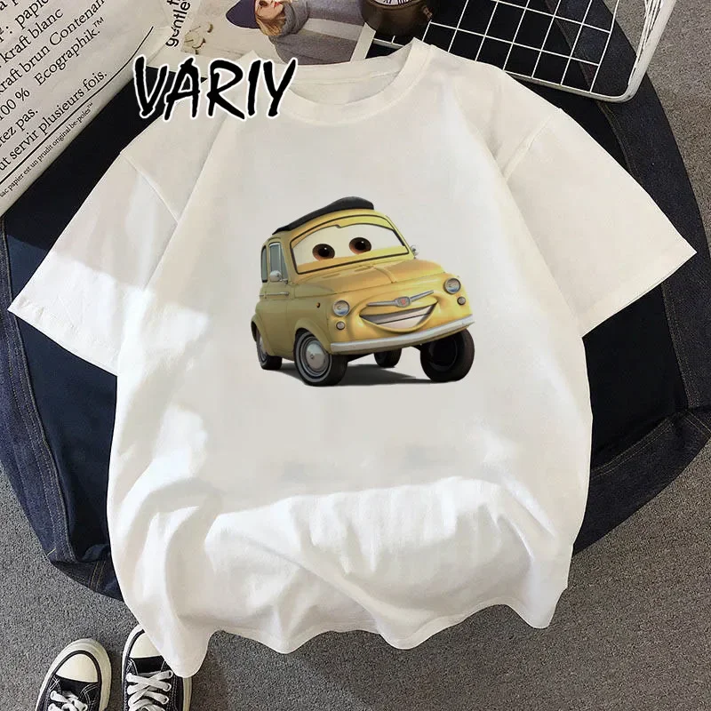 Cartoon T-shirt Women Summer Lightning McQueen Short-Sleeved Cute T-shirt Cars Print Korean Style Street Fashion Tshirt Trendy