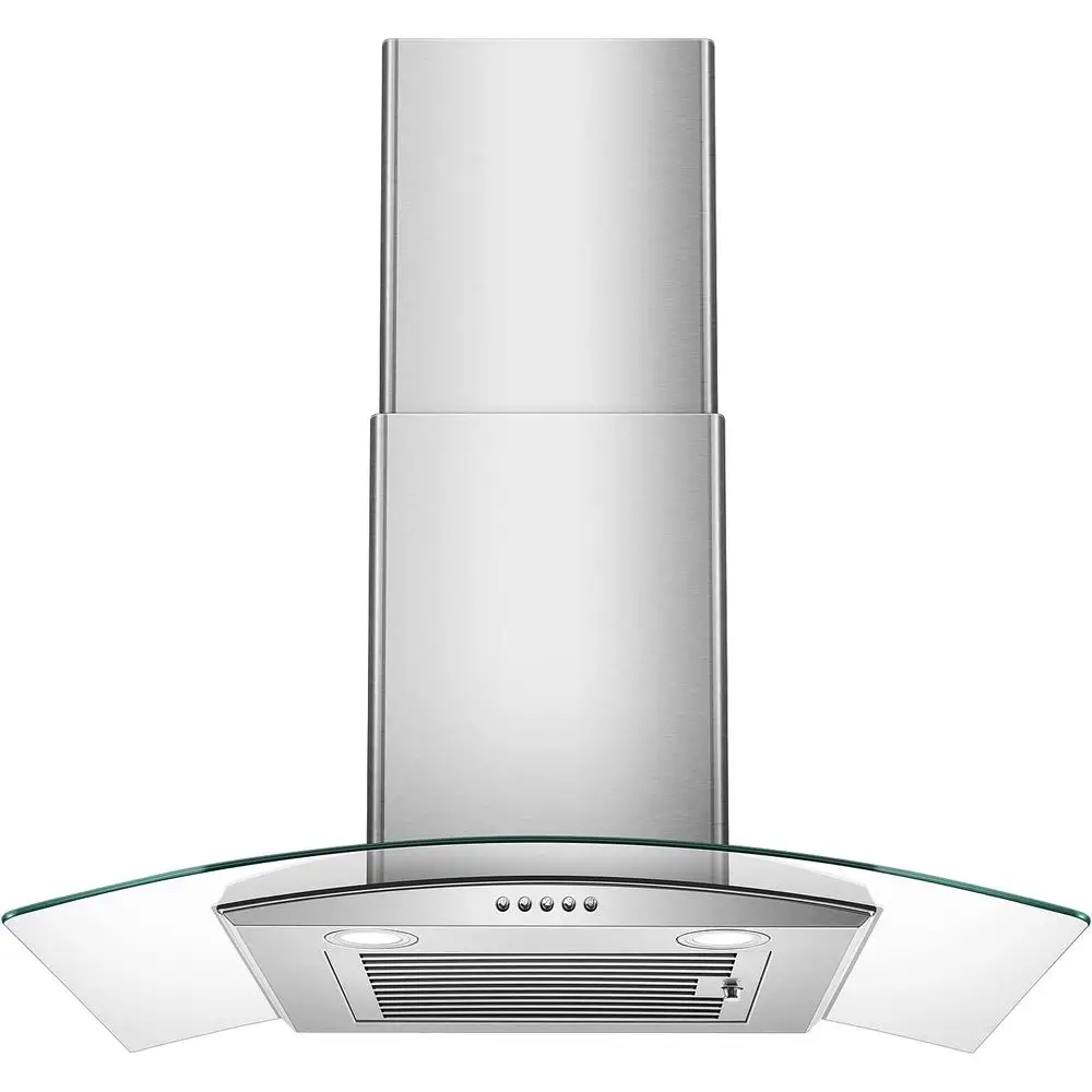 

30-дюймовая настенная кухонная вытяжка с канальным/бесканальным каналом, дымоходом из нержавеющей стали и перегородчатым фильтром, 3-скоростным нажатием B