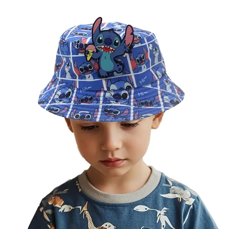 

asdh8@Stitch Bucket Hat Summer Cartoon Cosplay Hat Child Adult Outdoor Sports Sunscreen Sunshade Fishing Panama Cap Halloween He