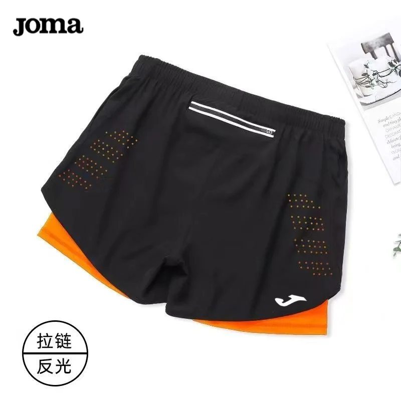 

JOMA Men's Running Shorts Quick-drying Fitness Black Double Layer Shorts Print New Sport Workout Training Bodybuilding Short