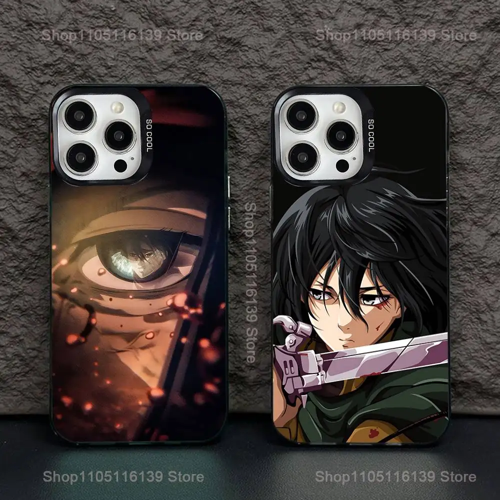 

A-Attack on T-Titan M-Mikasa Phone Case For iPhone 16,15,14,13,12,11,Pro,XS,Max,Plus,Mini,SE Black Candy Matte Shockproof Cover