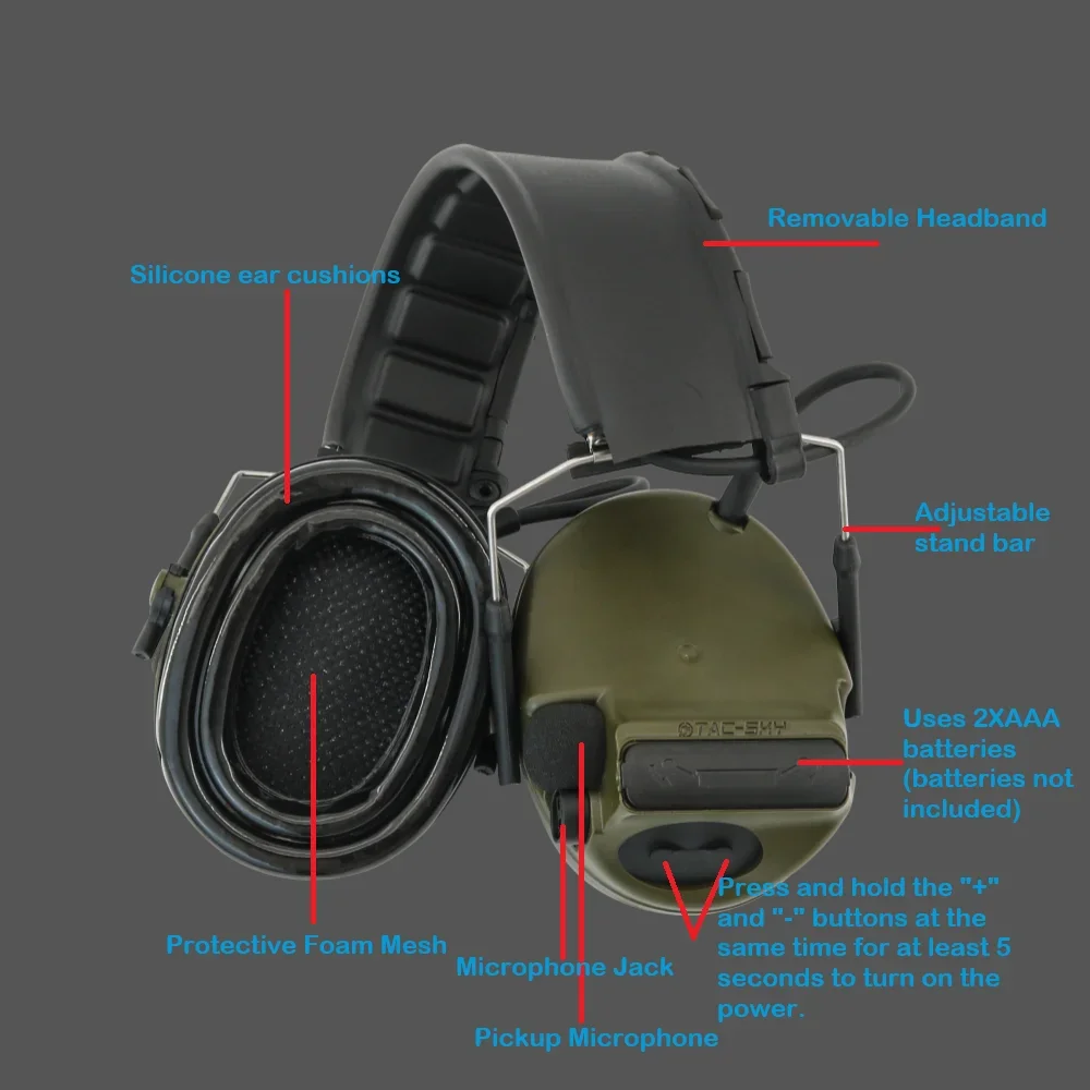 Imagem -03 - Protetor de Ouvido Eletrônico Tático ts Tac-sky Comtac v Xpi Proteção Auditiva ao ar Livre Silicone Versão c5 Headset