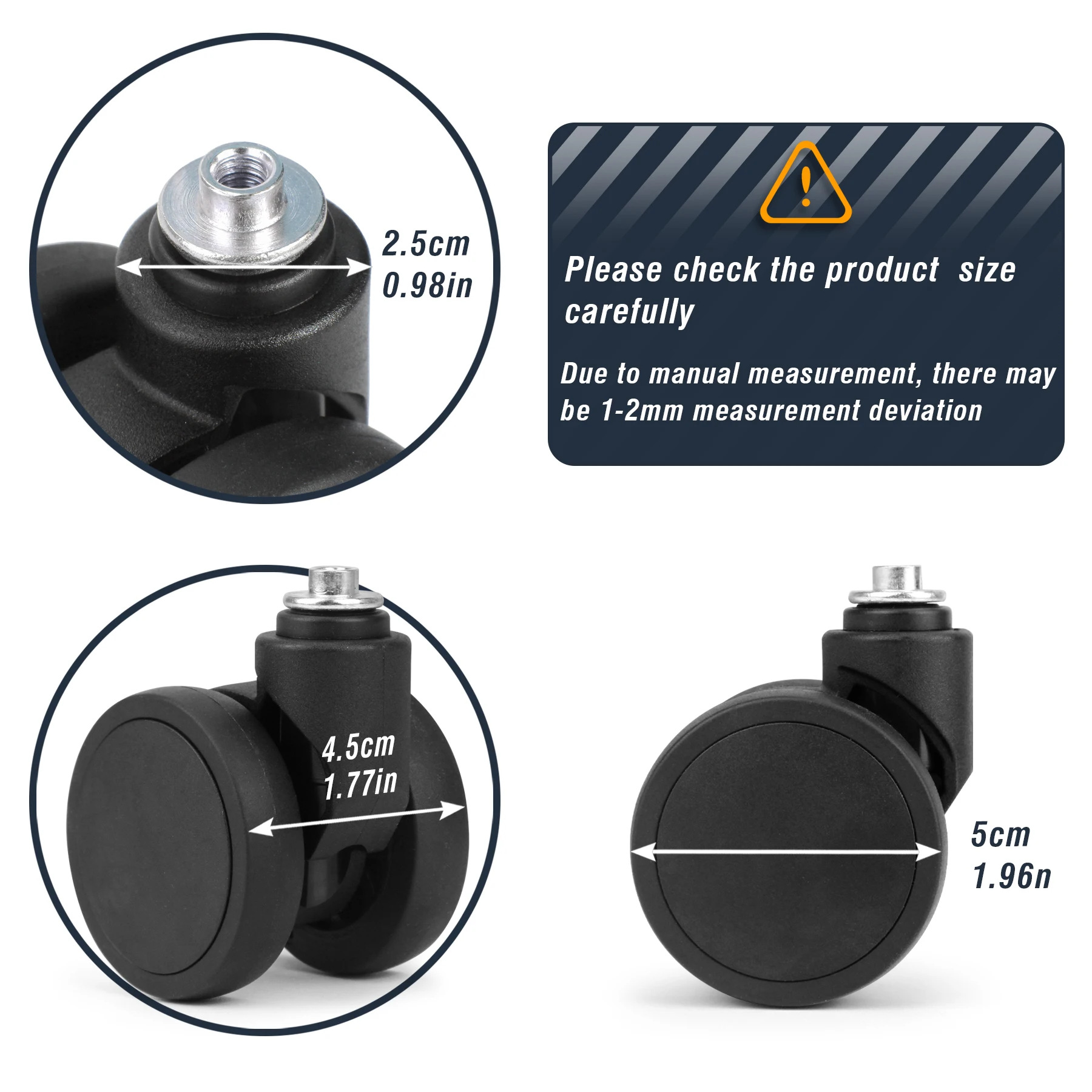 1/2Pcs Black Trolley Caster Replacement Suitcase Luggage Wheel Double Row 360° Spinner Repairing Kit Heavy Duty Wheels STLN-52