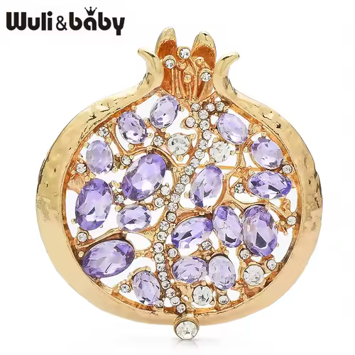 Wuli&baby Red Crystal Pomegranate Plant Brooch Pins For Women Summer Jewelry Gift Bag Suit Accessory - Image 3