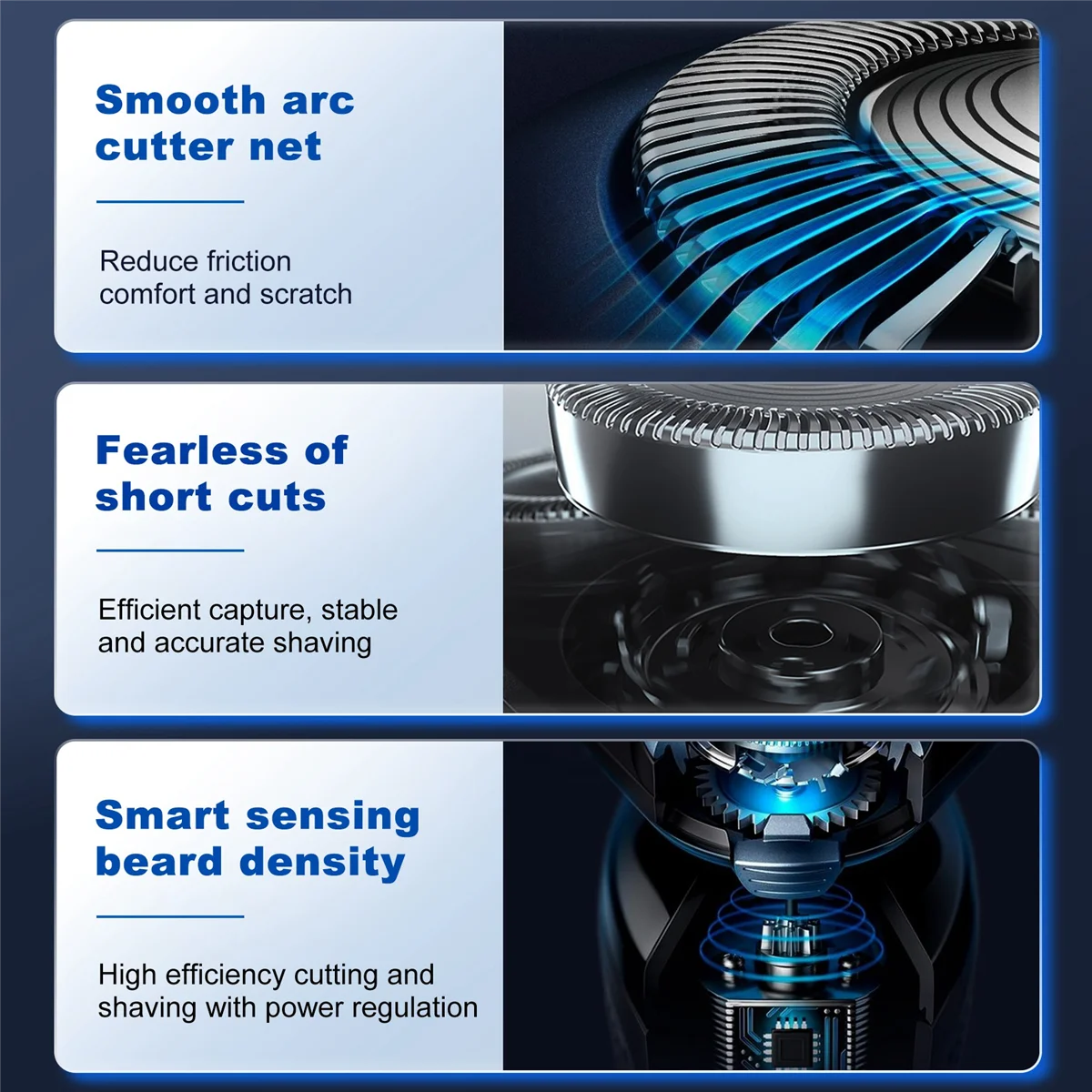 رؤوس بديلة ماكينة حلاقة كهربائية للرجال ، 7 رؤوس ، ماكينة حلاقة لحية أصلع ، لون البندقية