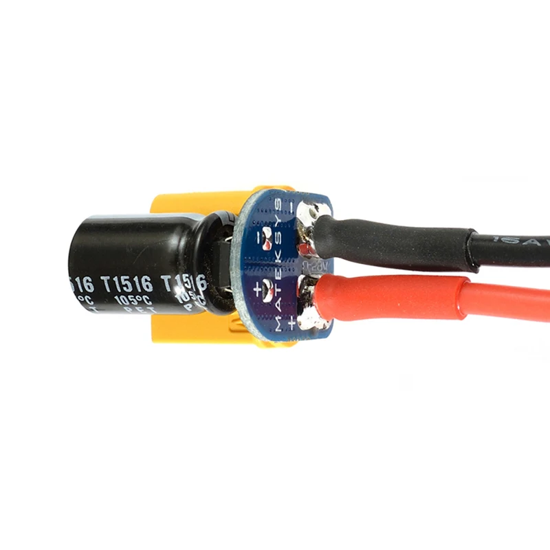 Matek XT60-TVS napięcie Spike filtr 470uF 28V dla 6S Lipo bateria litowa kondensatory elektrolityczne dla RC FPV drony DIY części