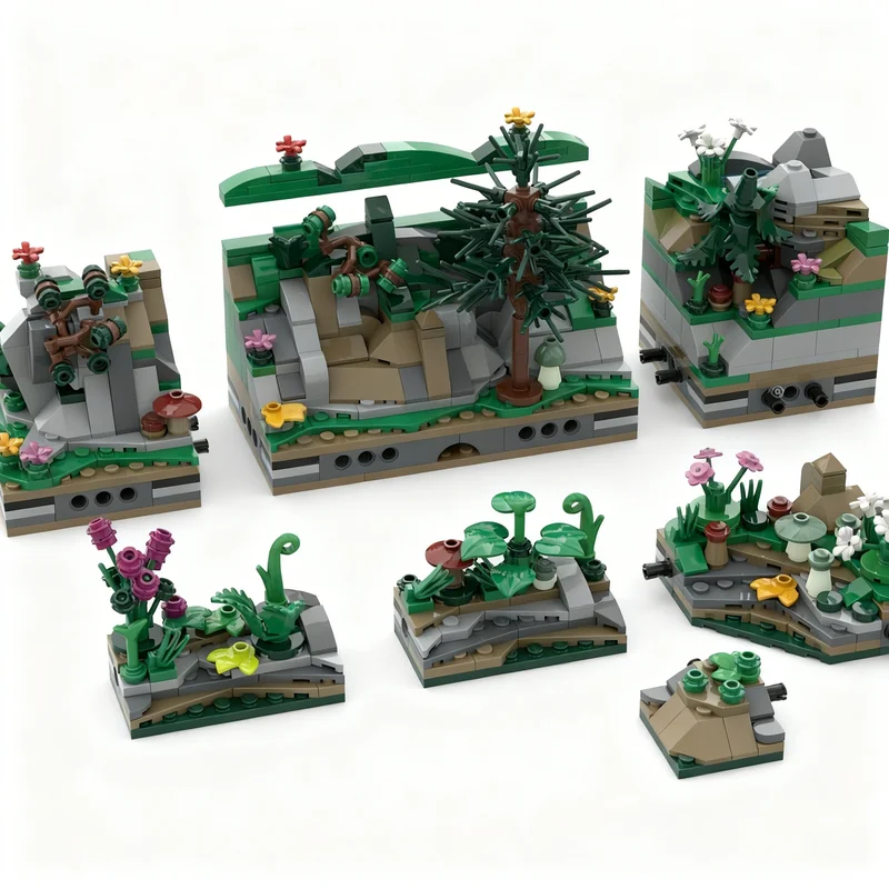 849PCS MOC Fantasy Movie Elven Valley Mils Rocky Slope Bundle Model Collectible Display DIY Creative Bricks Home Decor Gift Set