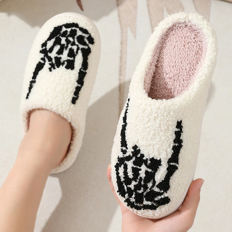 Cartoon Animation Fluffy Slippers Women Winter Closed Toe House Warm Cotton Slides Woman Indoor Non-slip Plush Slippers Female