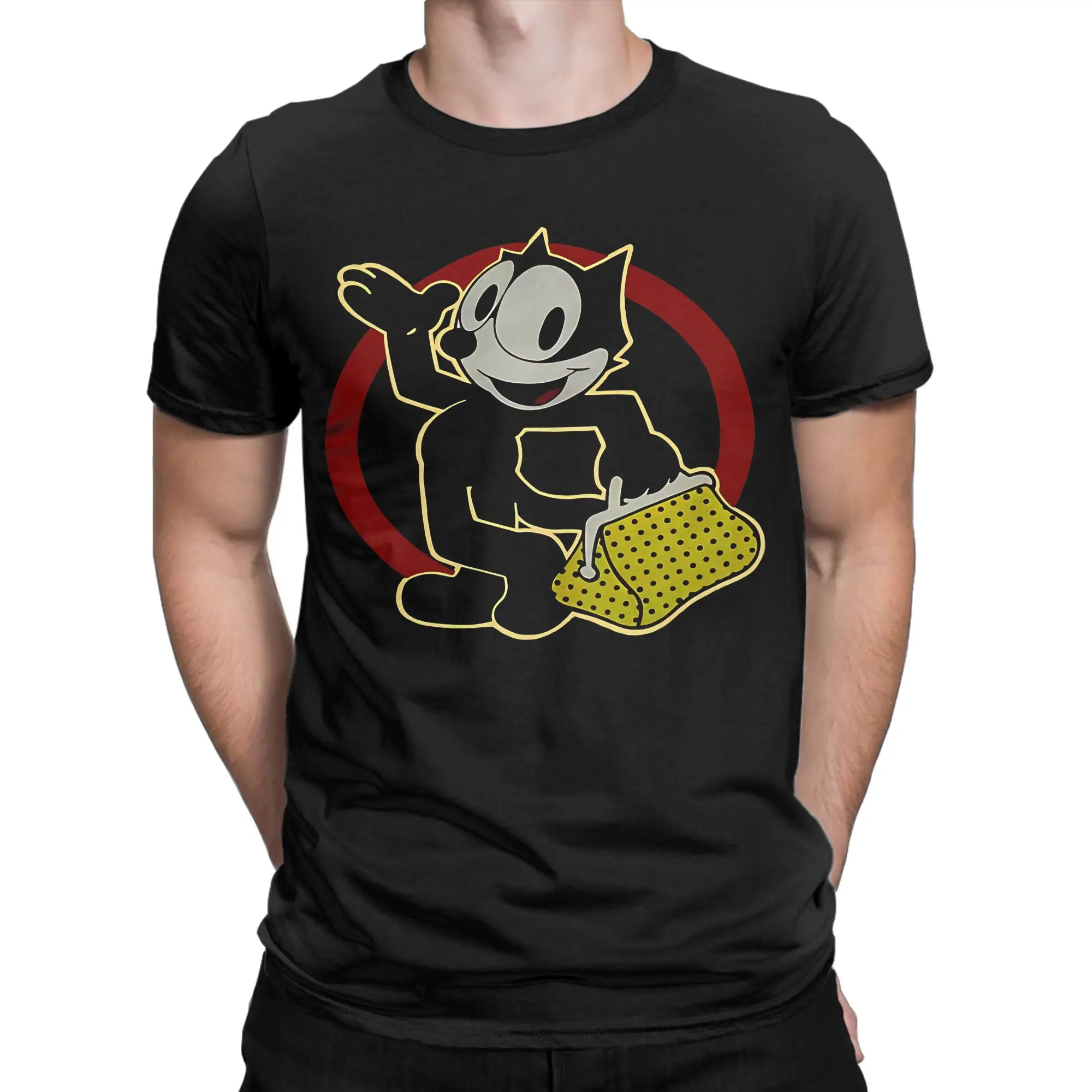 Novelty Felixes The Cat Vintage  T-Shirt Unisex Round Neck Short Sleeve Tops  Cotton Summer TopsTops