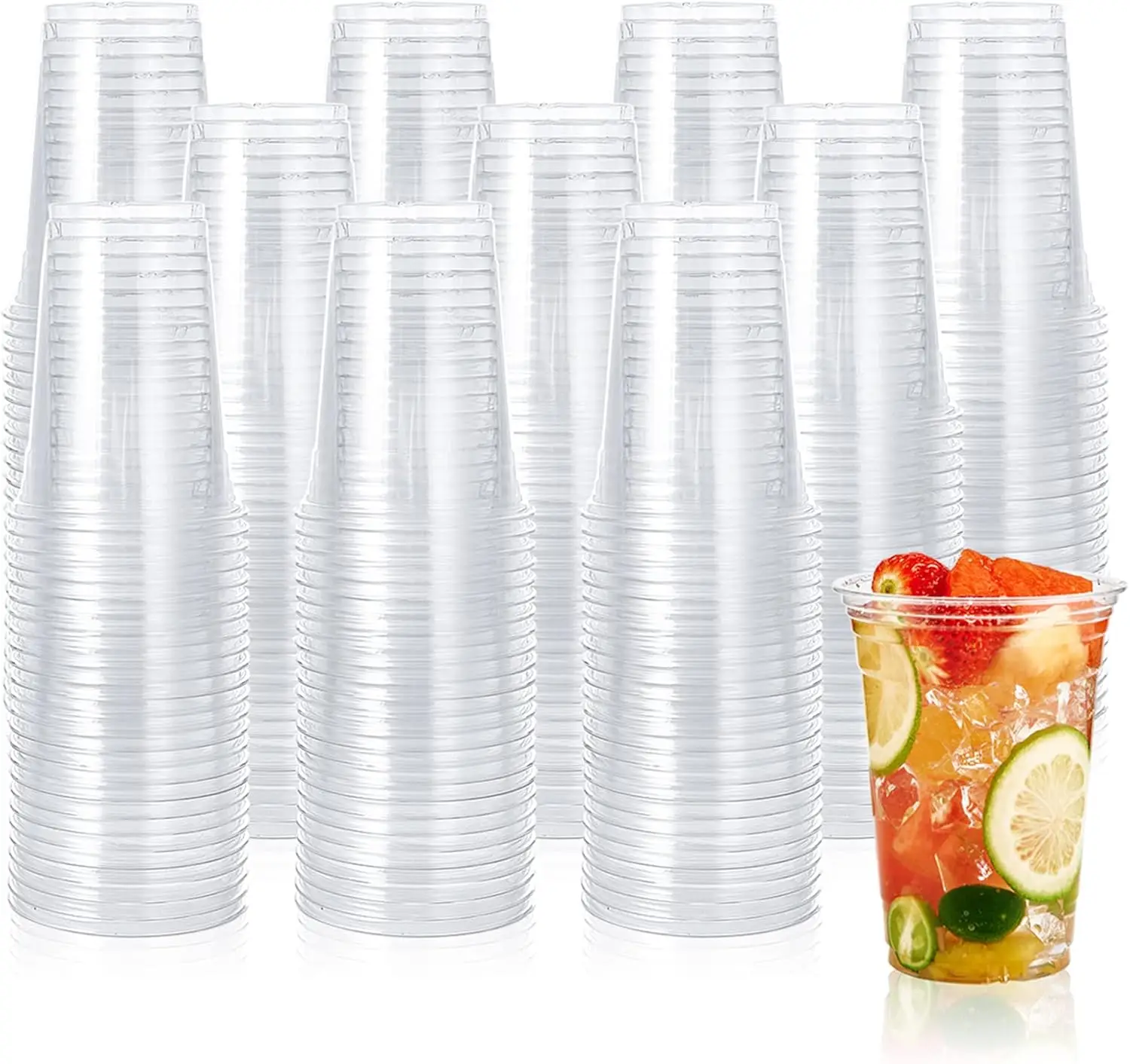 

1000 Pack 16 oz Clear Plastic Cups, PET Disposable Drinking Cups, Crystal Clear, Perfect for Ice Coffee, Smoothie, Soda