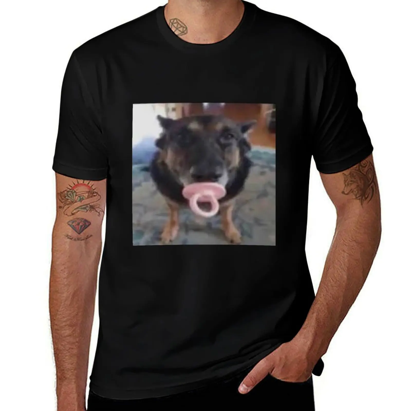 

Dog with da binky T-Shirt t shirts for man graphic vintage funny t shirts man t shirts for man slim fit T-shirt