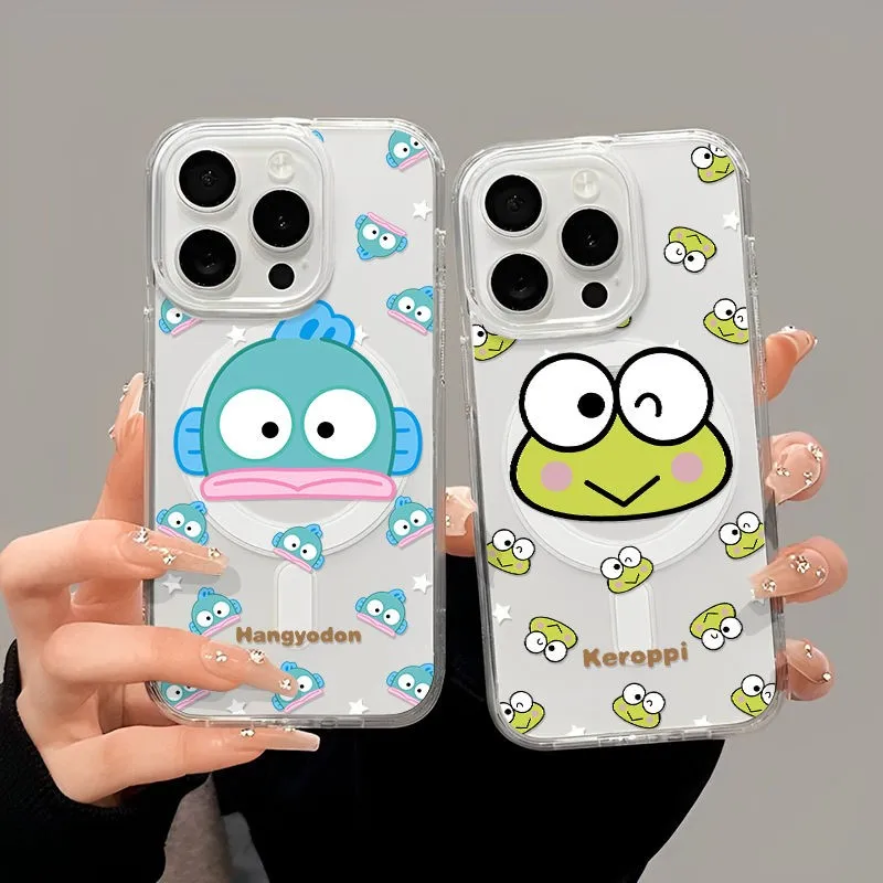 Grappige Cartoon Kero Kero Keroppis Magnetische Telefoon Case voor Samsung Galaxy S25 S24 S23 S22 S21 S20 FE Rand Plus Ultra 5G Clear TPU