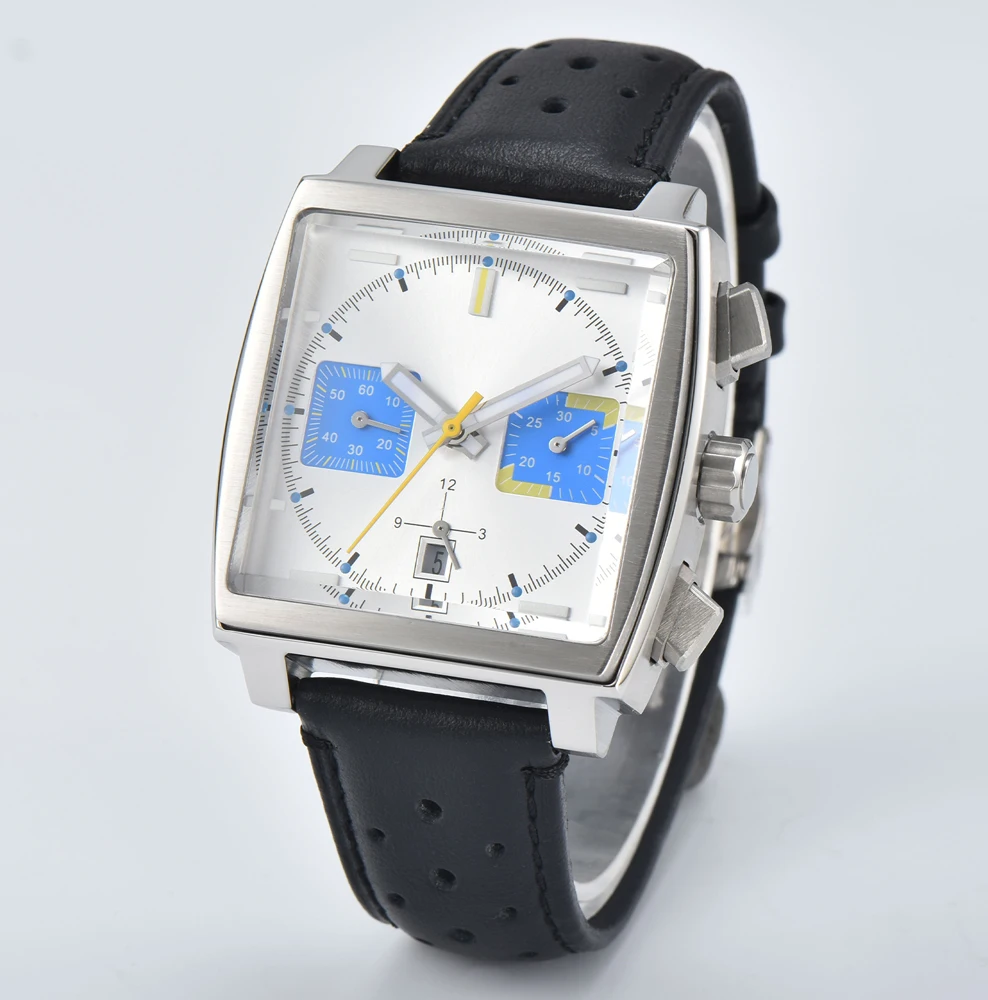 40mm Square Watch ETA 7750 Watches Multifunction Chronograph Stainless Steel Sapphire Glass Waterproof Men's Watch Customed Logo