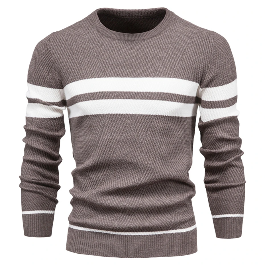 Knitted Sweater Men Spring Autumn Stripe Knitted Jumper Fashion Casual Pullover Male O-neck Sweaters Slim Fit