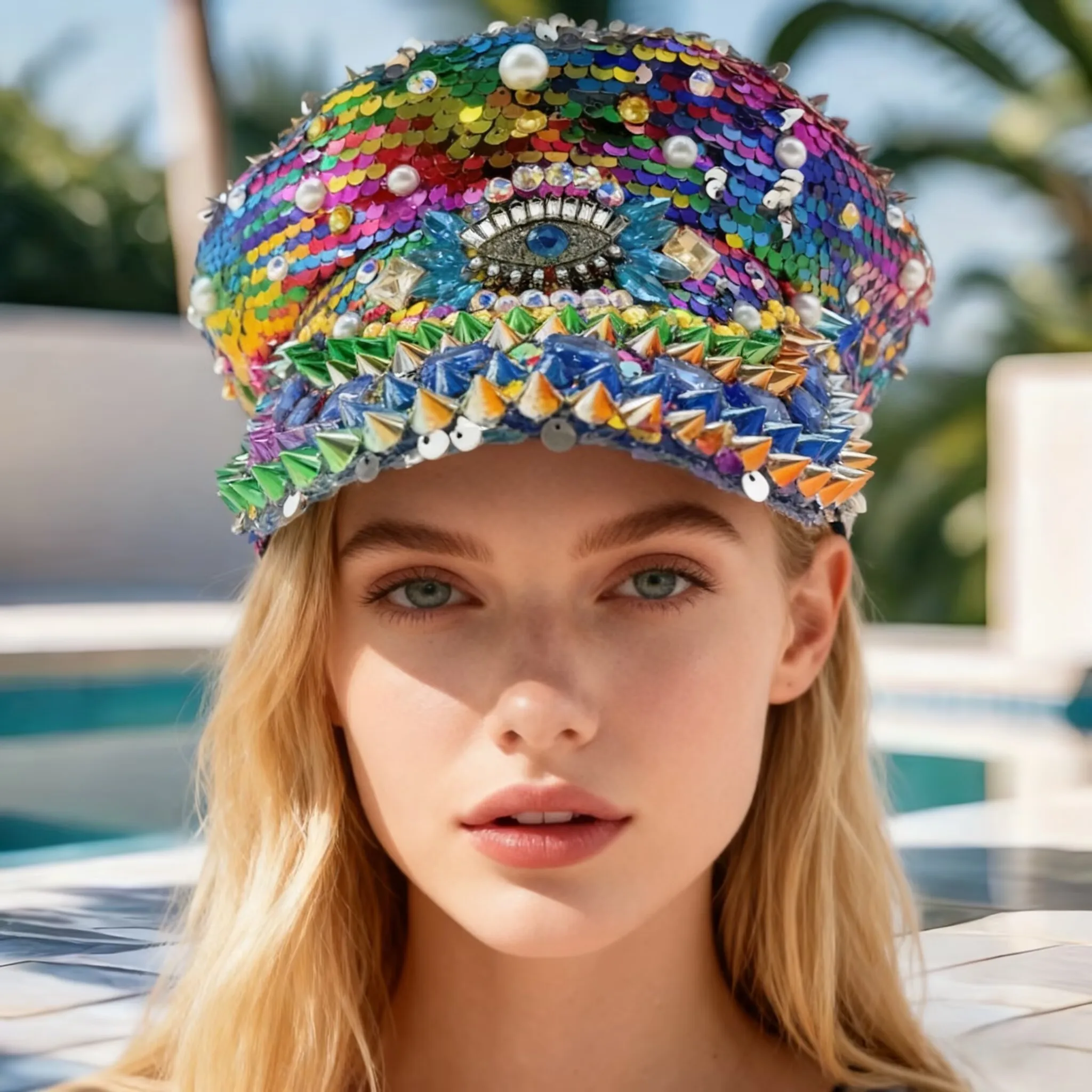 

Карнавальная шляпа для взрослых, шляпа капитана со стразами для Burning Man, женские аксессуары для косплея