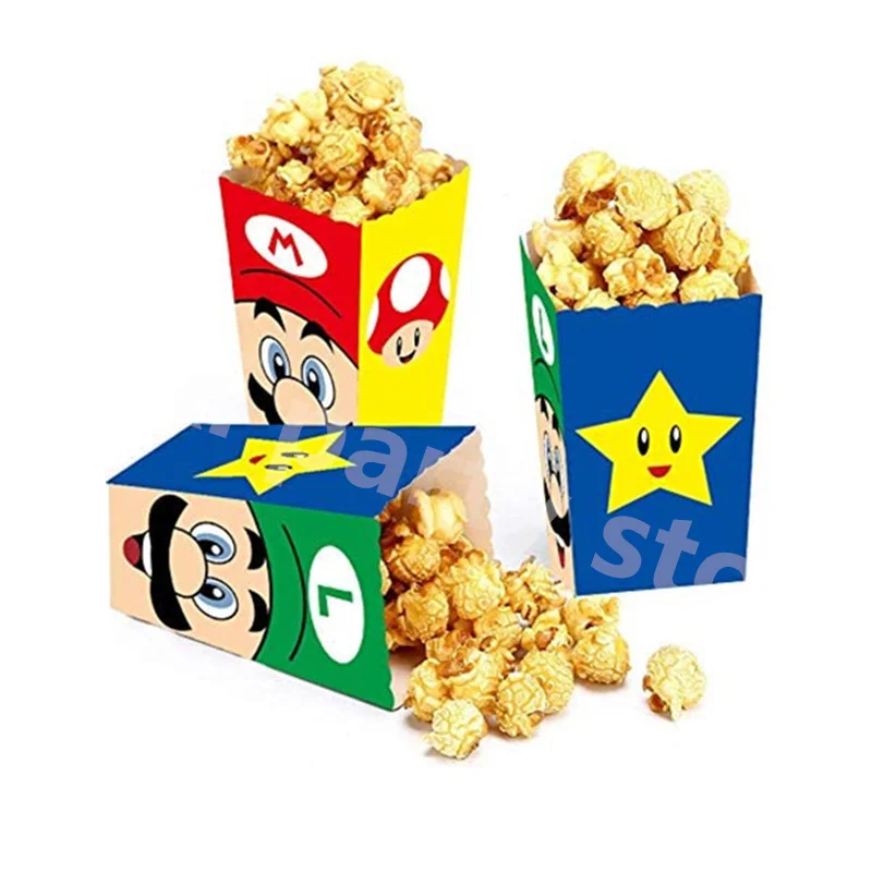 New Mario Box Popcorn Paper Box Super Mario Bros Party Favors Candy Box Cardboard Boxes for Gifts Gift Box Packag Baby Shower