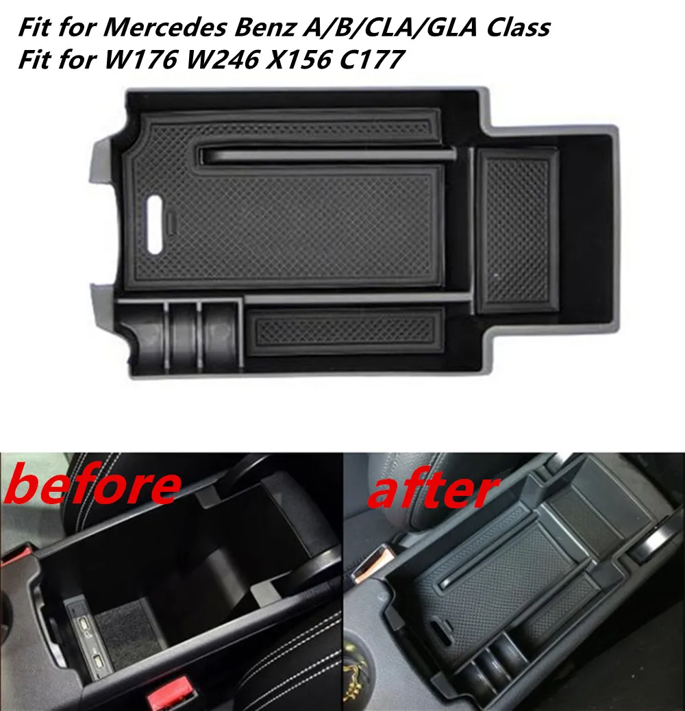 Armrest Storage Box Container Left for Mercedes Benz A/B/CLA/GLA Class W176 W246 X156 C177 Car Styling Auto Accessories plastic