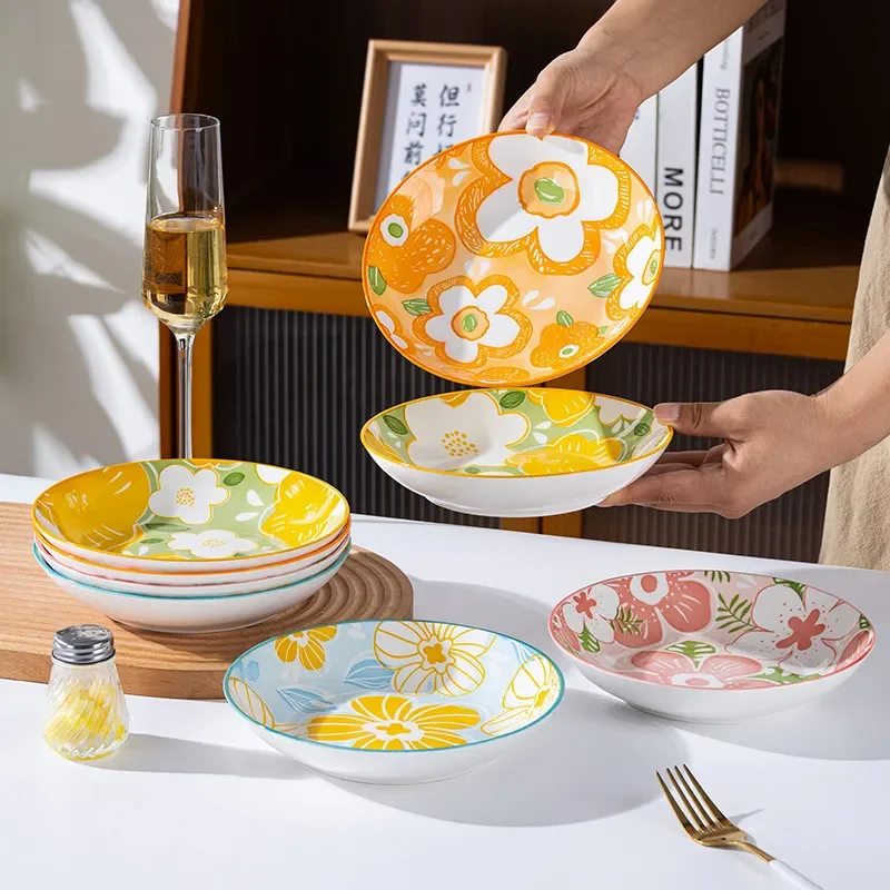 

CL bowl, plate, tableware set, household ceramic new eating bow, and spoon combination, underglaze color package