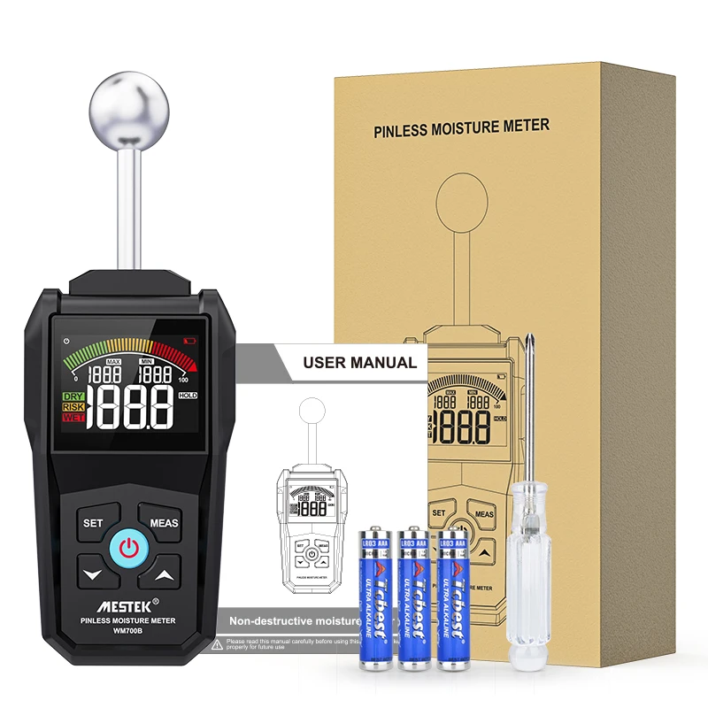 Non Contact Digital Ball Probe Mositure Meter WM700B Wood LCD Moisture Meter Pinless Device Spherical Mositure Meter