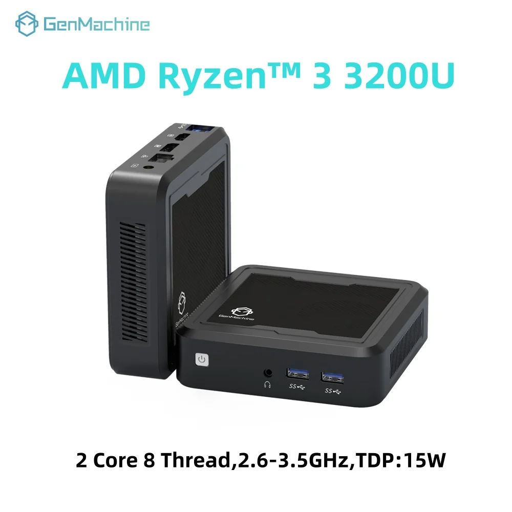 Genmachine Mini PC Windows 11 2 Core 8 Thread 3.5GHz 15W DDR4 RAM WiFi 5 BT5.2 Desktop Computer
