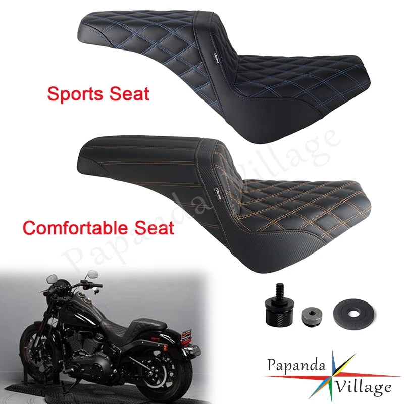 For Harley Softail Deluxe FLDE 18-later Motorcycle Front Rear 2-Up Driver Rider Passenger Seat Cushion Cover Waterproof Gel Pad