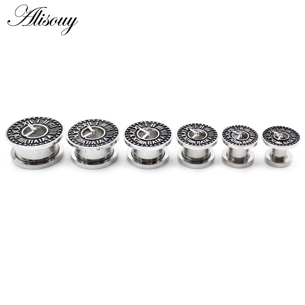 Alisouy 2 Stück Edelstahl Blume Zirkonia Mond Stern Uhr Herz Schraube Ohr Tunnel Plugs Expander Messgeräte Körper Piercing Schmuck – Detail 30