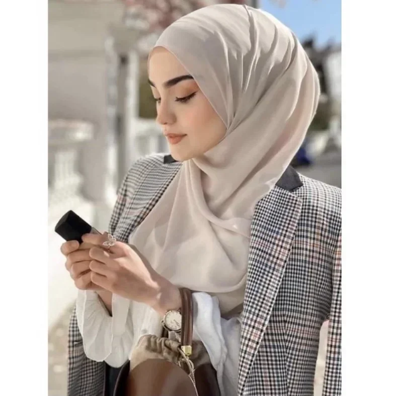 Muslim Chiffon Hijab Scarf Women Long Solid Color Bubble Islamic Shawls Headband Women Hijabs Wrap Headscarf Scarves 56 colors