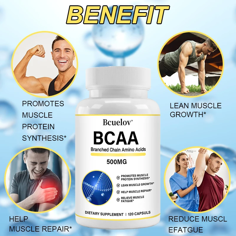 BCAA Supplements - Branched Chain Amino Acid Capsules To Help with Protein Synthesis, Muscle Growth and Fatigue Relief