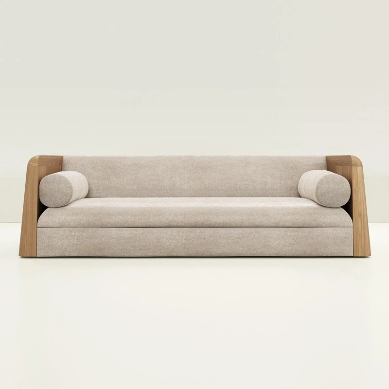 Log living room Double triple medieval homestay club model room Fabric sofa