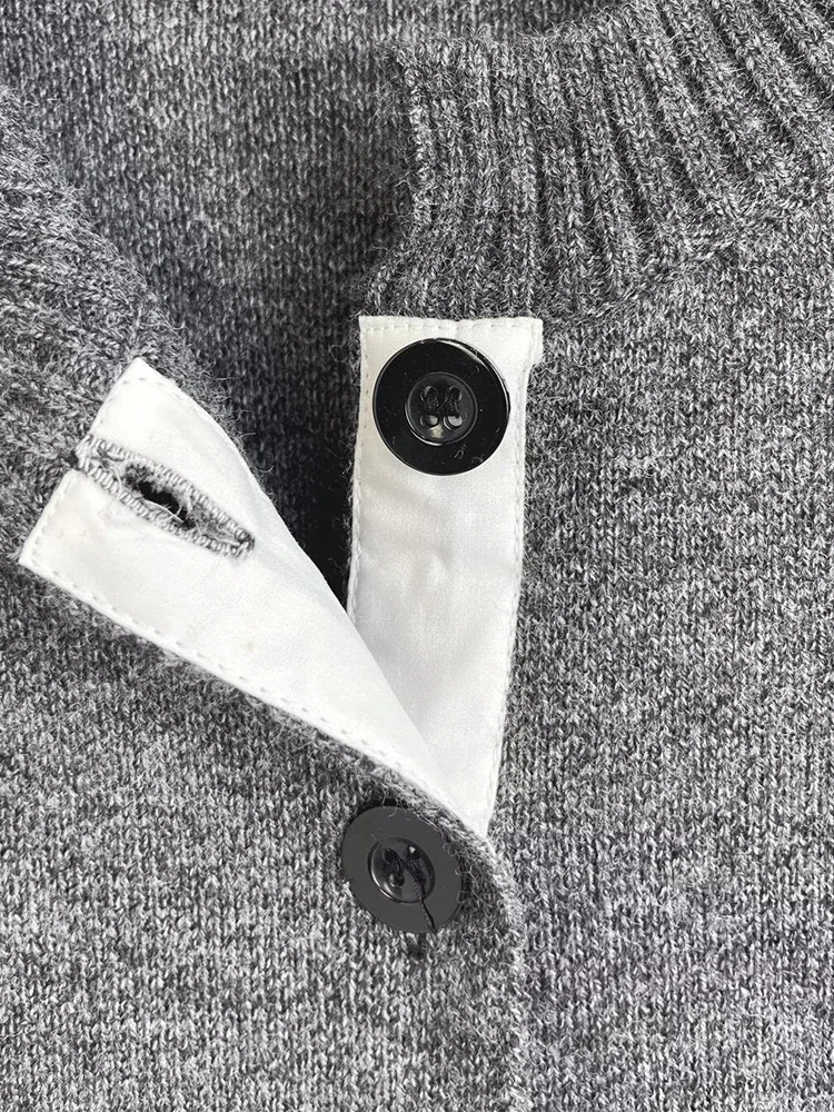 Europejski i amerykański styl, nowości na jesień 2025, odzież damska, uniwersalna, patchworkowa, dzianinowa kurtka z długim rękawem, codzienna.