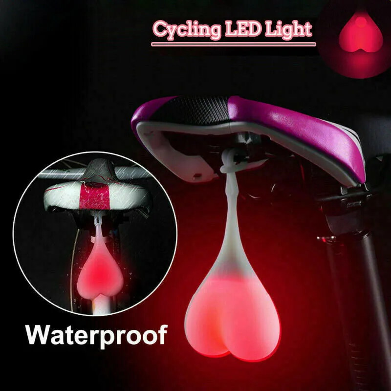 Bicicleta equitação criativo silicone amor cauda luz, impermeável vermelho com bateria, 1 pc