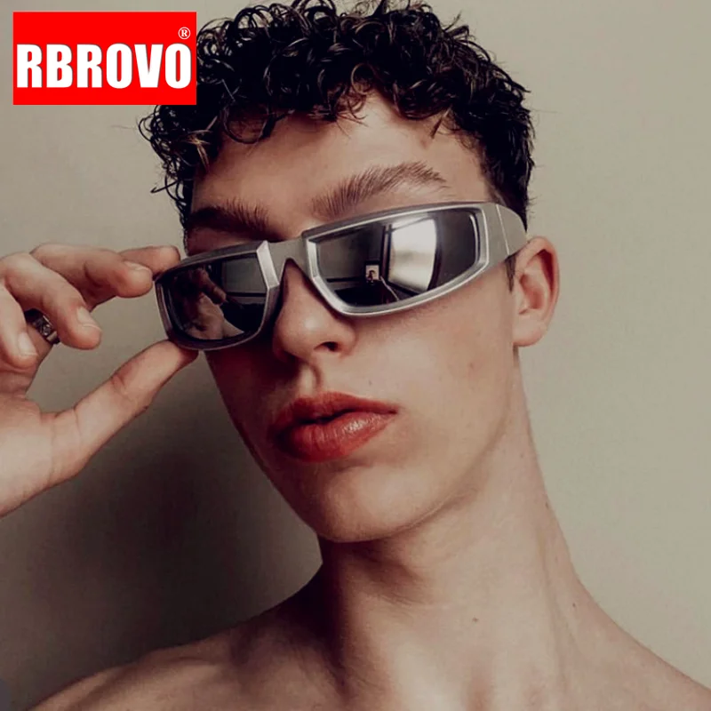 

RBROVO 2023 Punk Vintage Sunglasses Men Y2K Eyewear Unisex Vintage Brand Glasses Men/Women Mirror UV400 Gafas De Sol Hombre