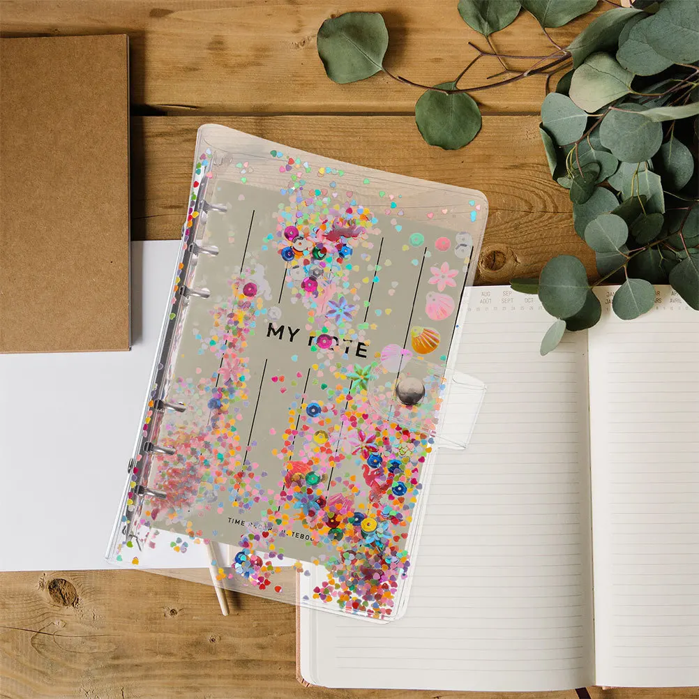 

2pcs Glitter Binder Cover Notebook Shell Loose-Leaf Plastic File Binder Aesthetic School Supplies Notebook Protector For