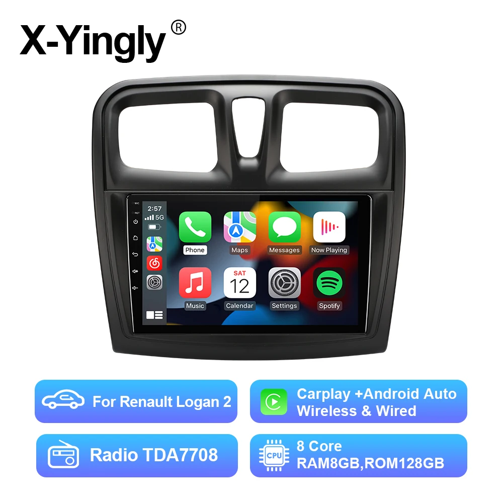 

9 Inch Car Radio Multimedia Player For Renault Logan 2 2012-2019 Android 12 Autoradio GPS Navigation DVR Camera WIFI Screen