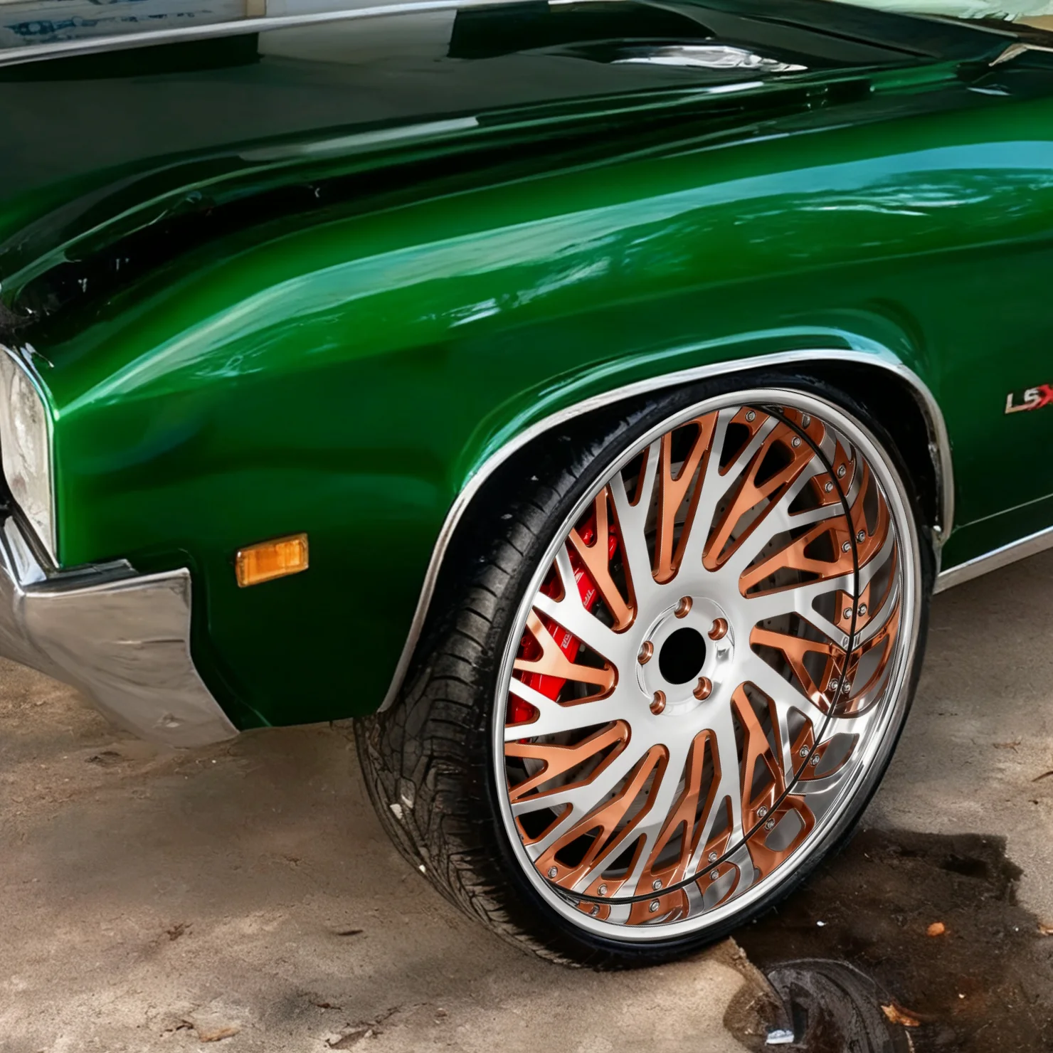 SYG-1014 Custom 2-Pieces Forgiato-Style F2.0 Twisted Y-Spoke Copper & Polished Deep-Lip Forged Wheel Fit For Buick Skylark